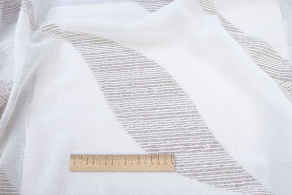 Тюль принт/коричневый на белом 1520-19/C#Taupe