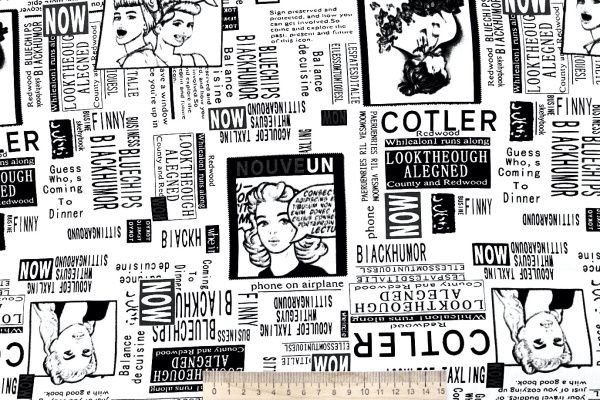 Штапель принт/надписи черные на белом 4203-PY/D#129/C#1