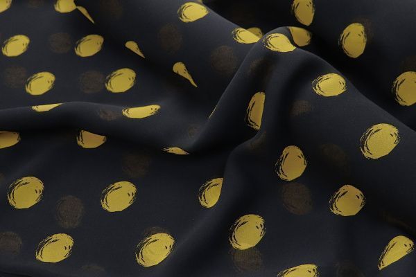 Шифон креп принт/горох горчичный на черном 3186-PY/D#9750-281/C#2 (10920)