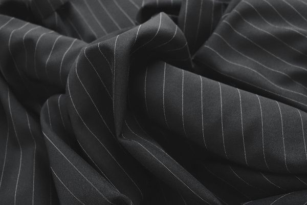 Костюмная ткань/полоска белая на черном 4168-PY/C#18