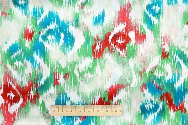 Сатин "София" креш принт/красно-бирюзовый на бежевом 3608-PY/D#3/C#1