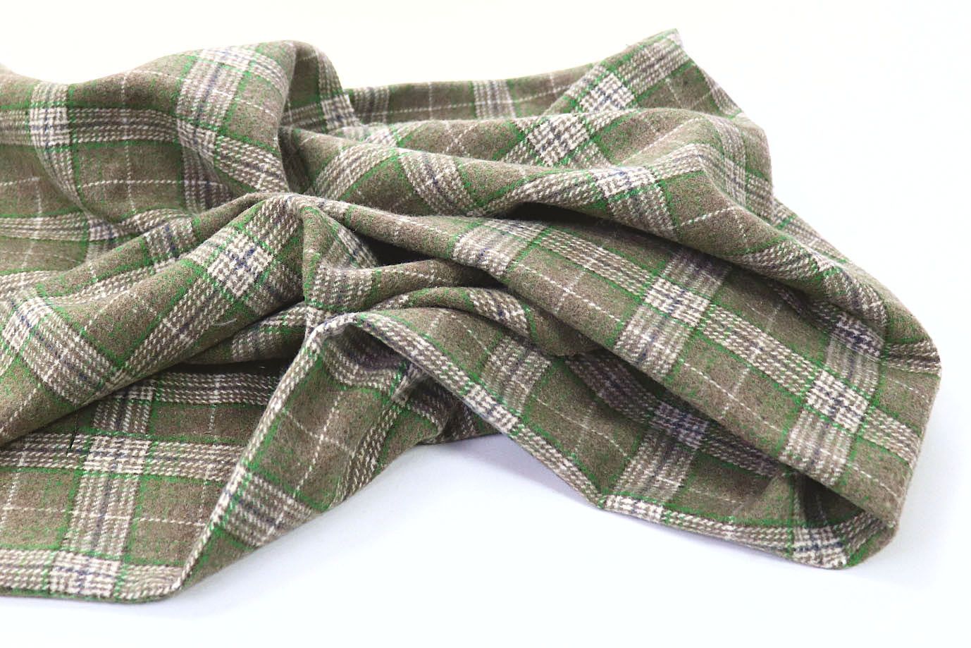 Пальтовая ткань принт/клетка серо-зеленая 908-13562/C#1