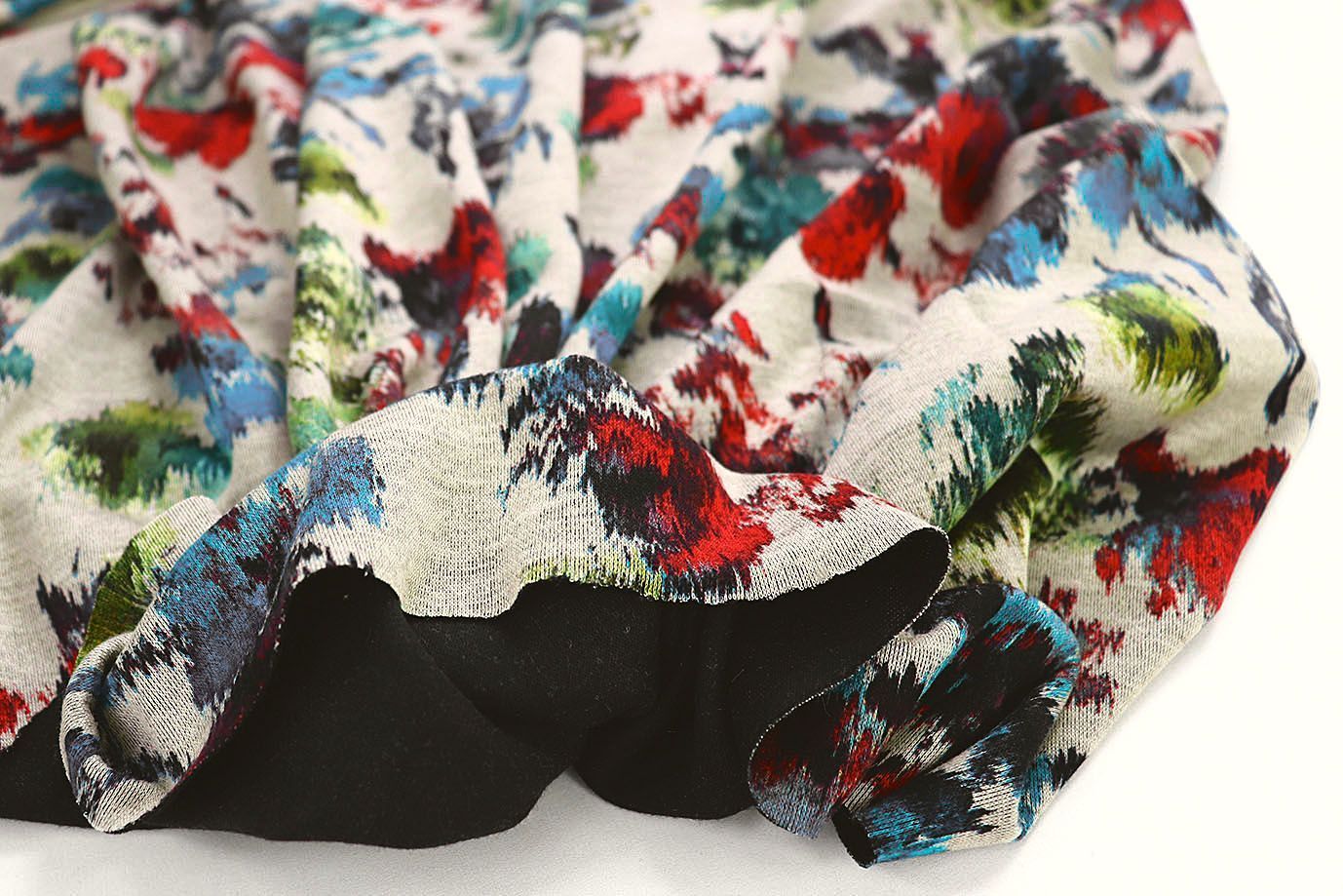 Трикотаж "Модал" принт/цветы на бежевом 3561-PY/D#16/C#1