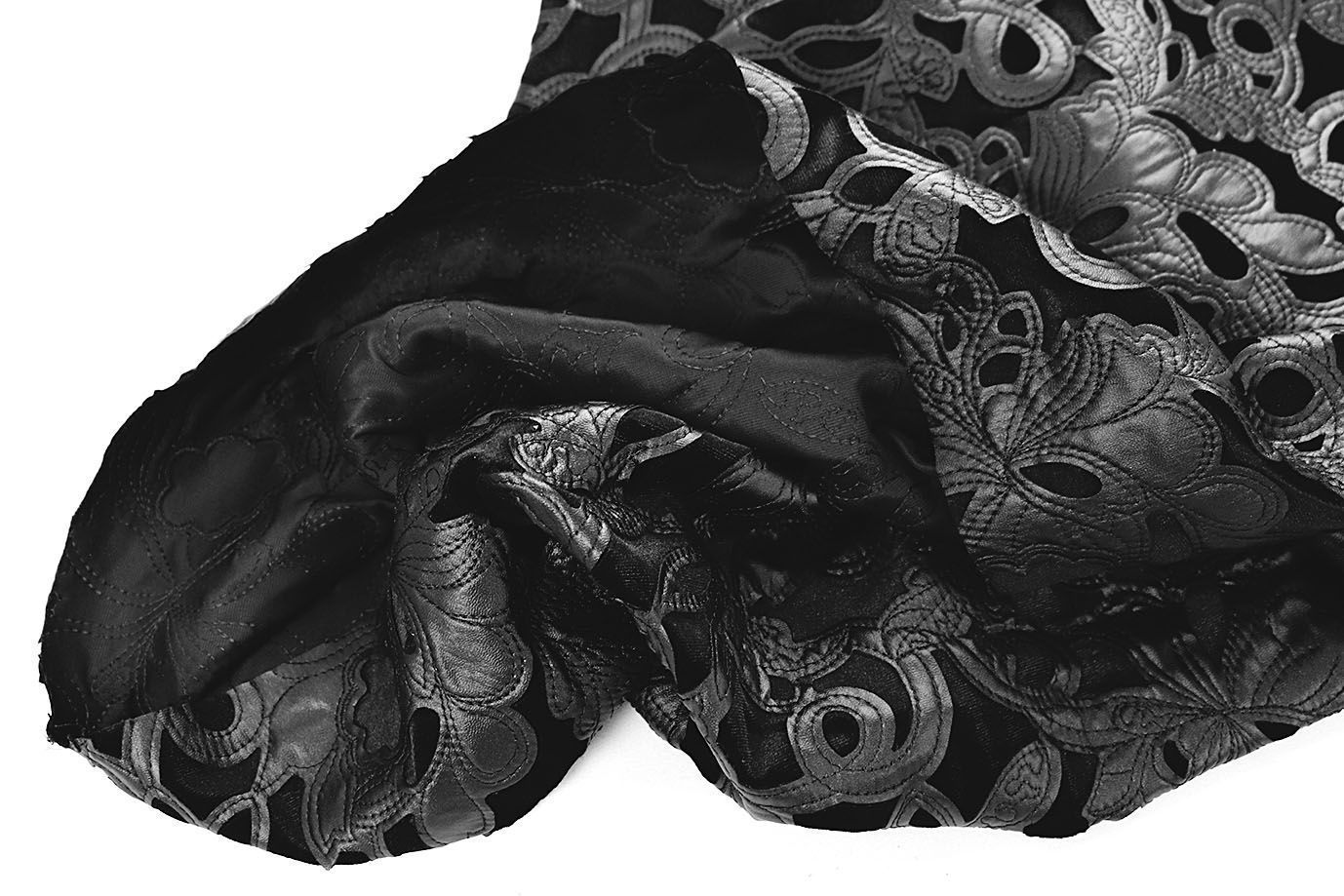 Велюр с вышивкой кожей/черный 4048-PY/D#1/C#1