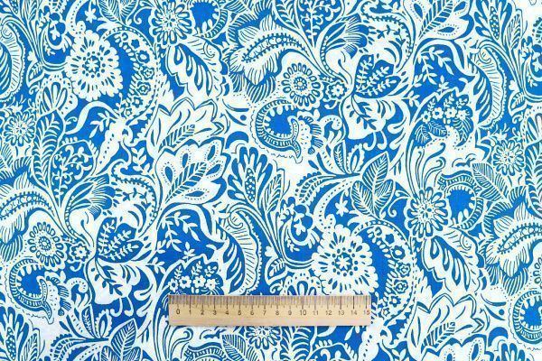 Штапель принт/узор белый на синем 1374-PY/D#39/C#2