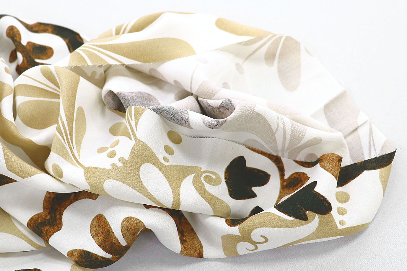 Штапель принт/узор бежево-коричневый на белом 3858-PY/D#20/C#1