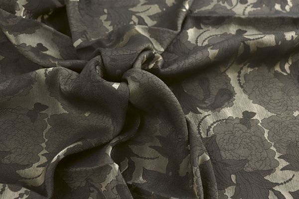 Шелк жаккард/цветы серые на болотном 4029-PY/D#1/C#2 (12233)