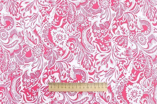 Штапель принт/узор белый на розовом 1374-PY/D#39/C#3