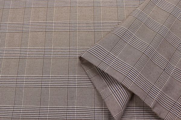 Костюмная ткань "Шотландка" принт/клетка бежевая 3079/D#4/C#2