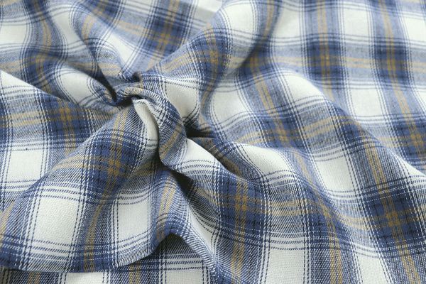 Рубашечная ткань принт/клетка сине-желтая на белом 1418-PY/D#3/C#1