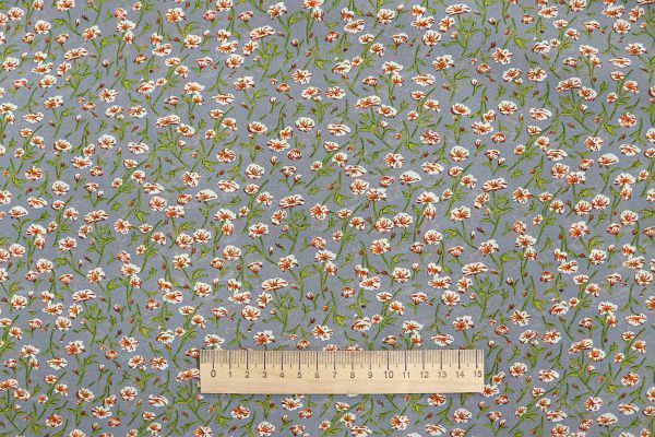 Шифон принт/цветы коралловые на сером 3707-PY/D#19/C#1