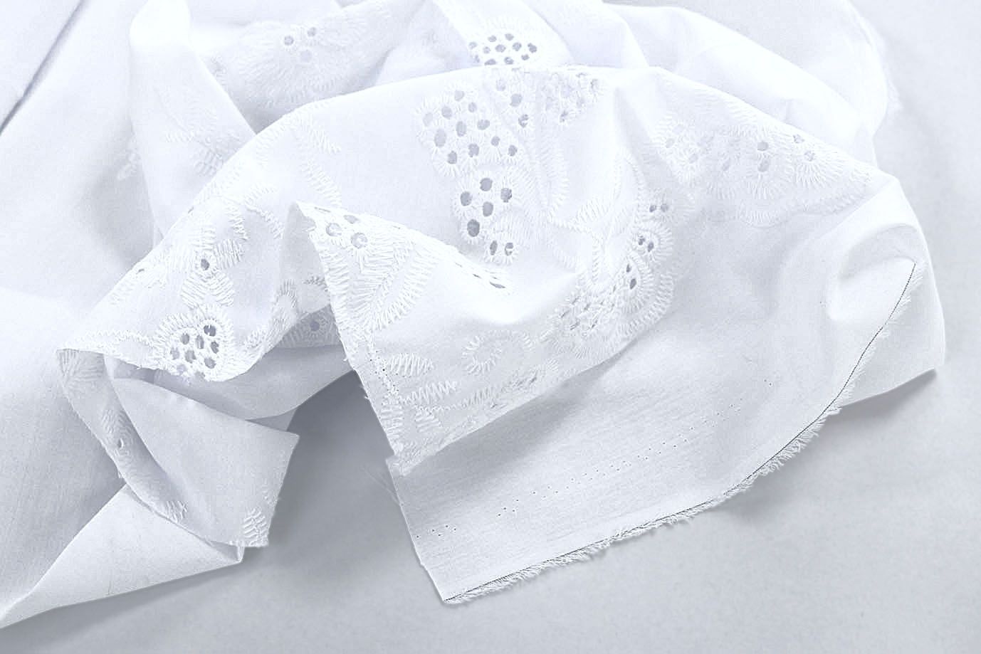 Хлопок с вышивкой/белый DT-16215A/D#3/C#1