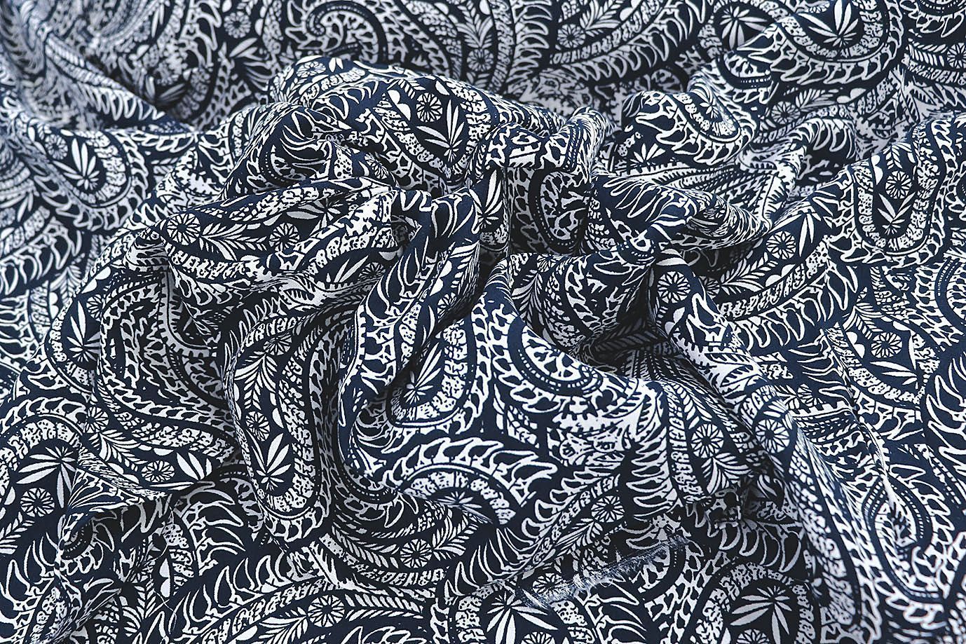 Штапель принт/узор белый на темно-синем 1374-PY/D#26/C#7
