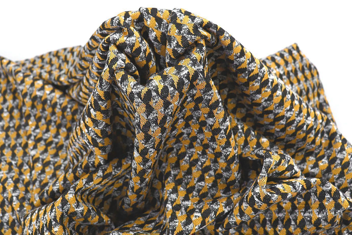 Трикотаж жаккард принт/желто-серый 3257-22-PY/D#17/C#2