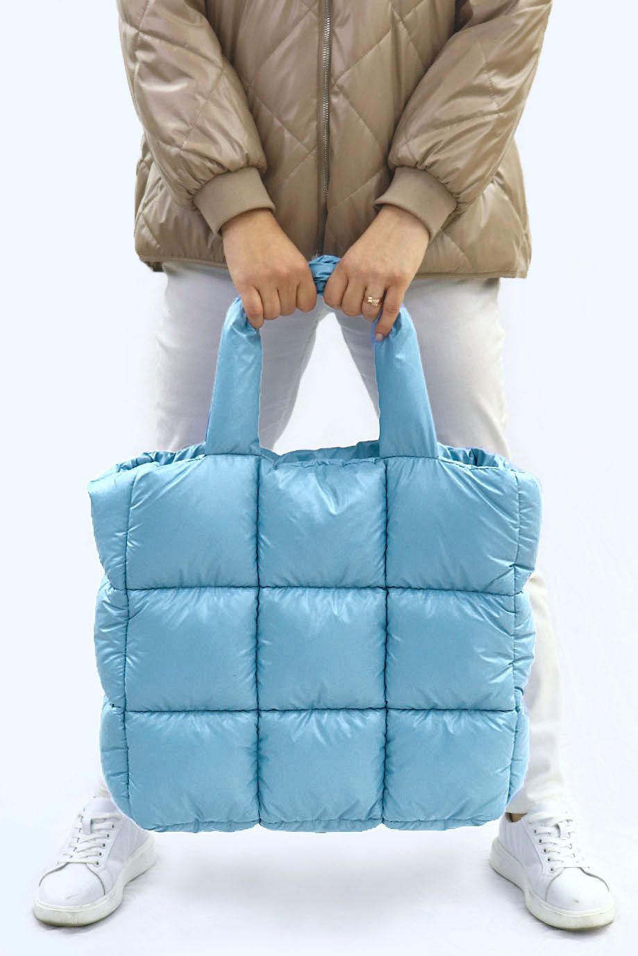 Сумка пуховая "Aria" с двумя ручками на магните/голубой Сумка пуховая "Aria"