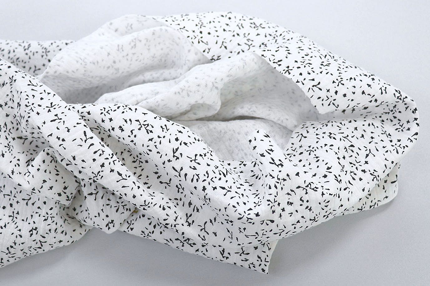 Муслин принт/черный на белом 1393-PY/D#17/C#1