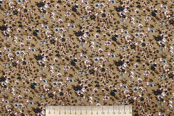 Штапель принт/цветы серые на охре 4203-PY/D#5/C#3