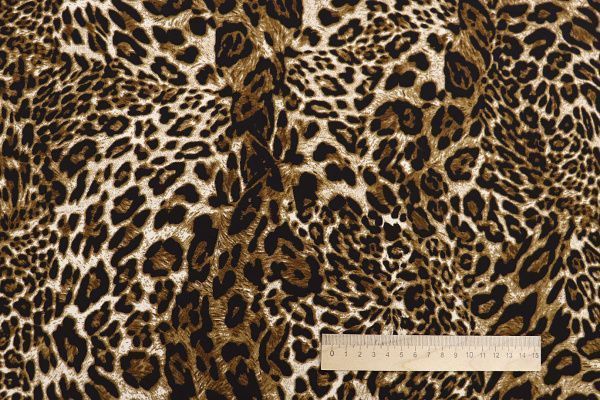 Трикотаж "Скуба" креп принт/леопард коричнево-бежевый 3836-PY/C#3