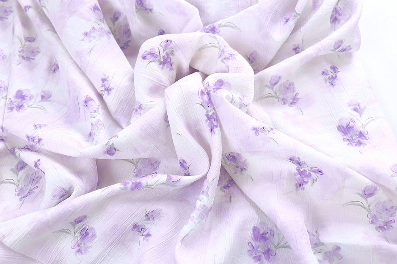 Лен "Медея" принт/цветы сиреневые на белом 4098-PY/D#4/C#4