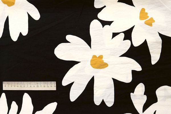 Купра принт/цветы молочно-желтые на черном 4072-PY/D#3/C#1