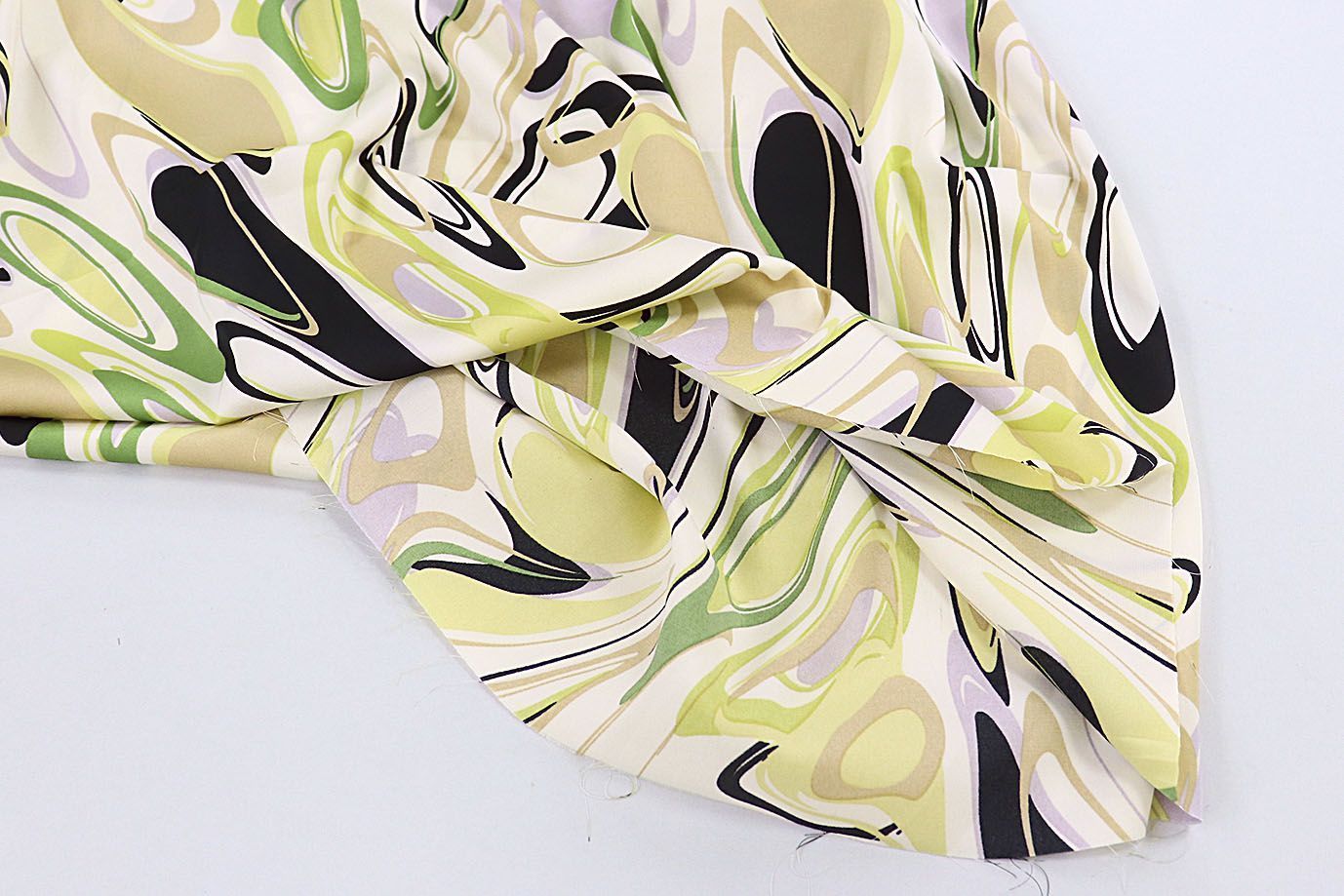 Сатин "Армани" принт/желто-зеленый на молочном 3615-PY/D#4/C#1