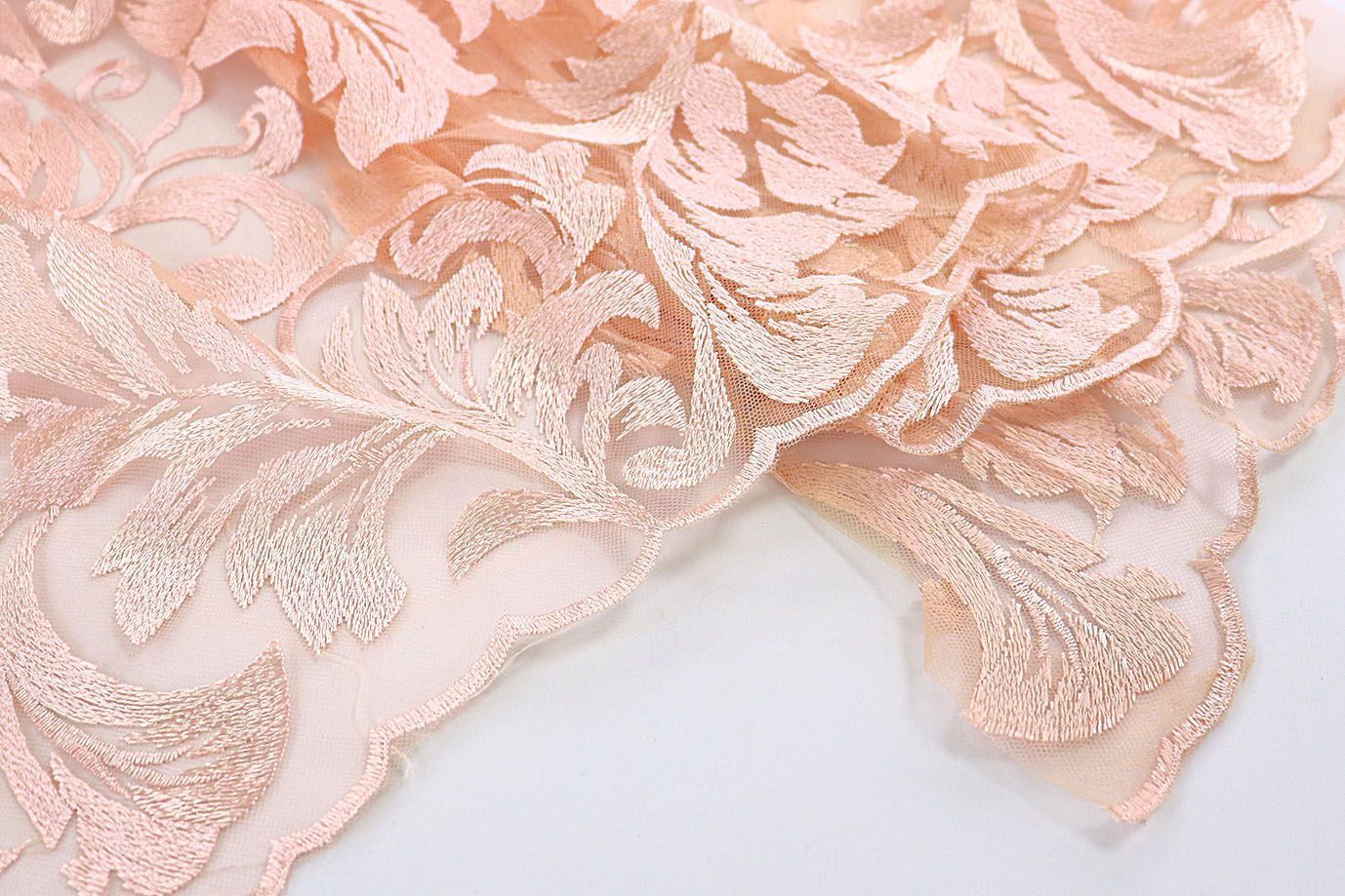 Сетка с вышивкой/персиковый 2775/D1/C#3