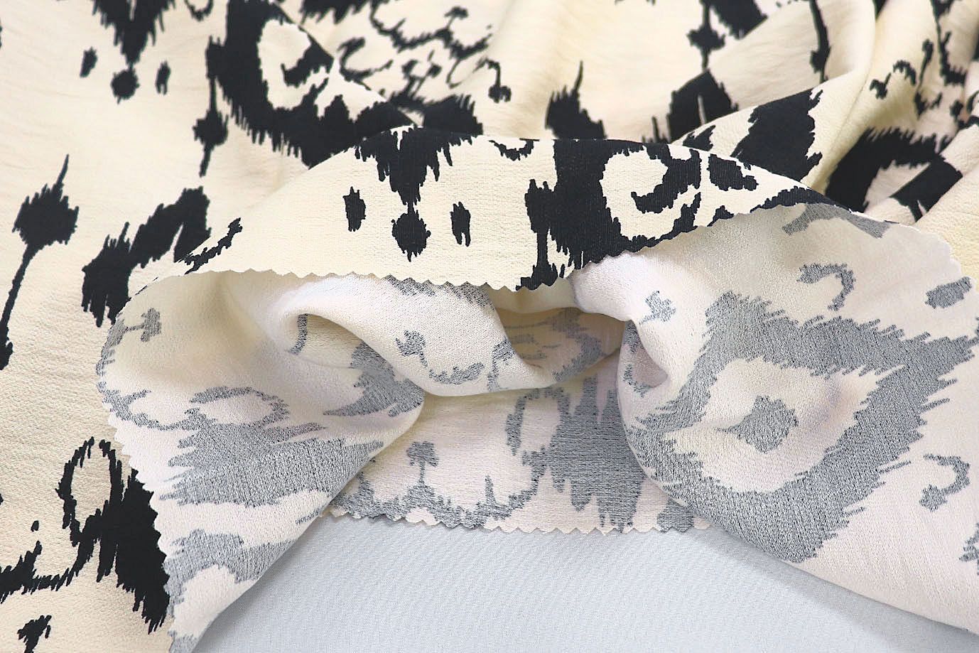 Лен БОХО принт/узор черный на бежевом 3879-PY/D#1/C#2