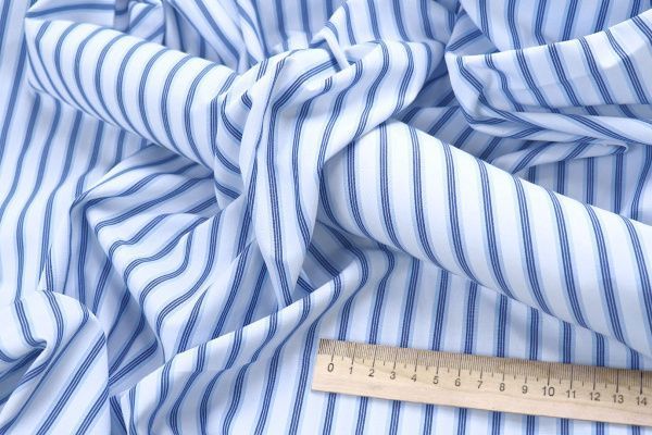 Рубашечная ткань принт/полоска сине-голубая на белом 4153-PY/D#5/C#1