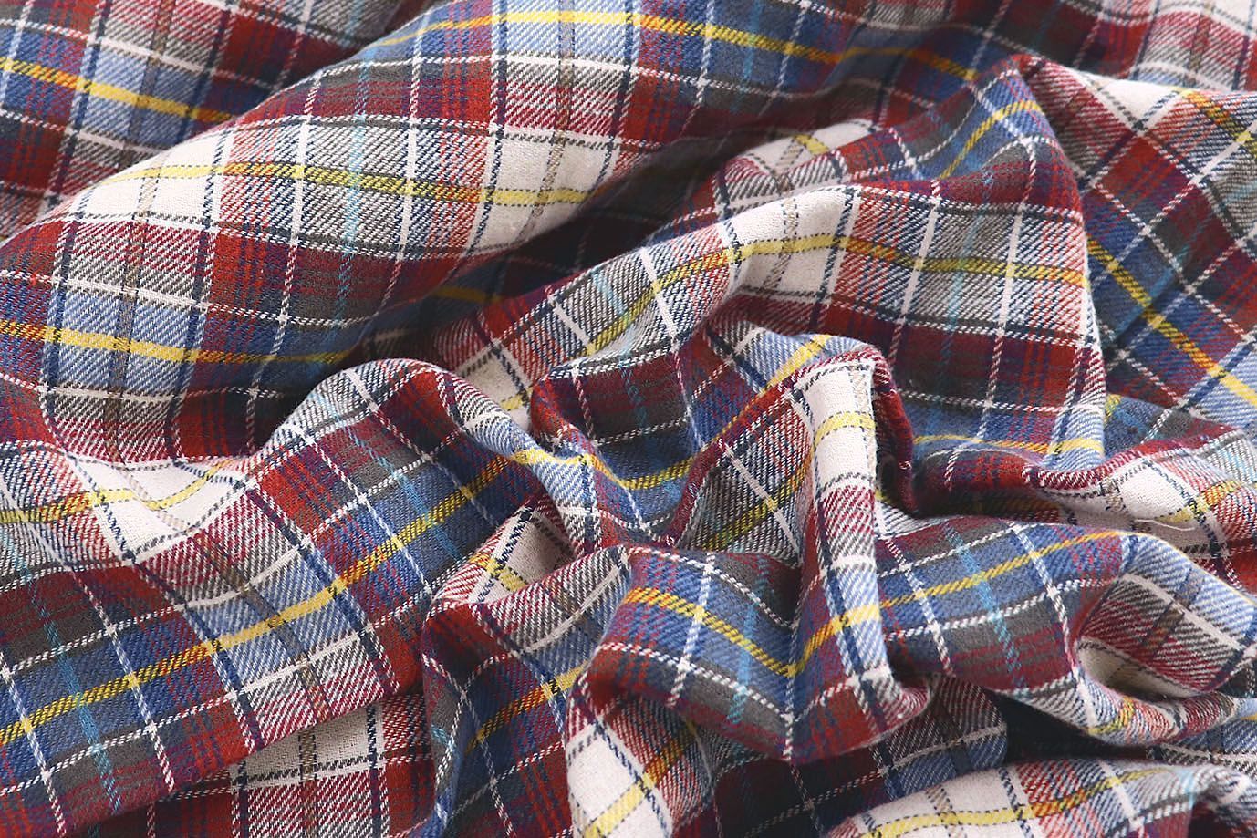 Рубашечная ткань принт/клетка сине-красная 4015-PY/D#36404/C#2