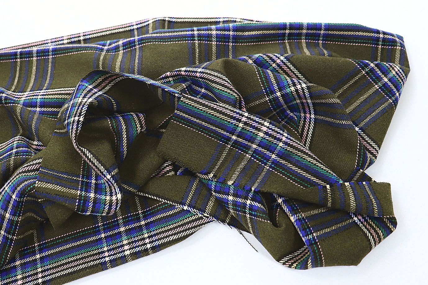 Пальтовая ткань принт/клетка зелено-синяя 826-2908/C#6