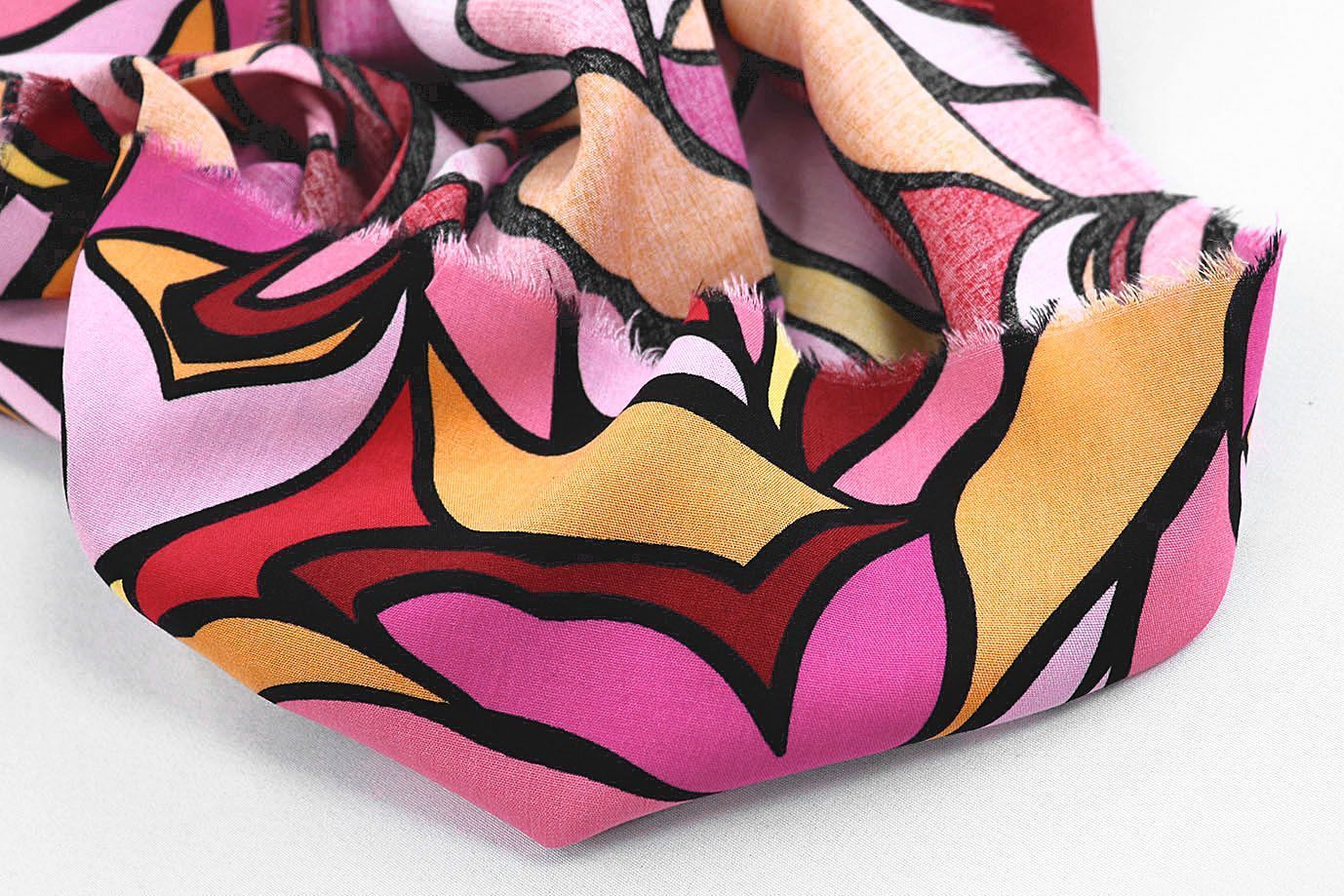 Штапель принт/розово-оранжевый 1374-PY/D#38/C#1