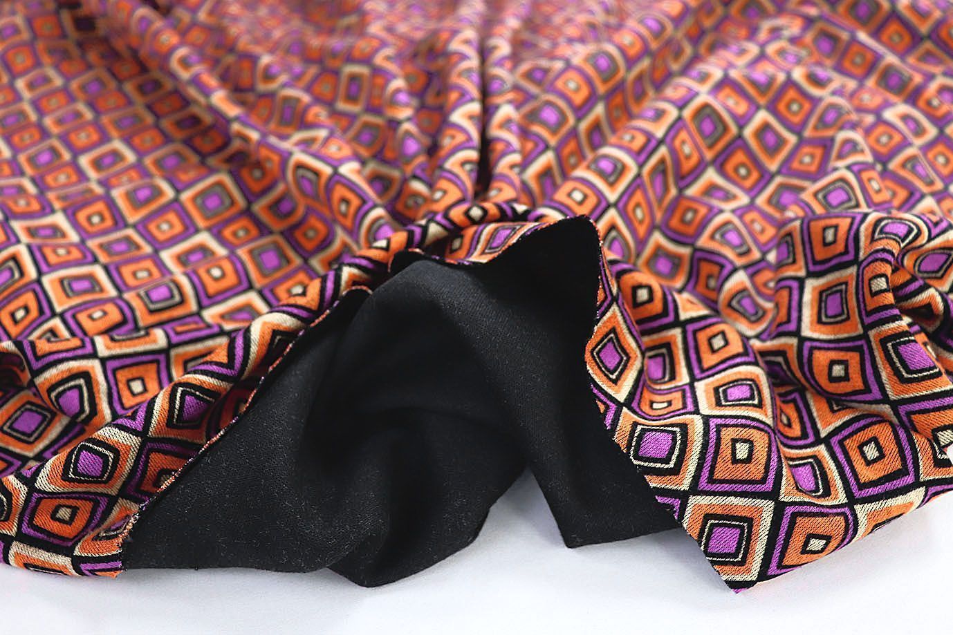 Трикотаж "Модал" принт/оранжево-фиолетовый 3561-PY/D#5/C#1