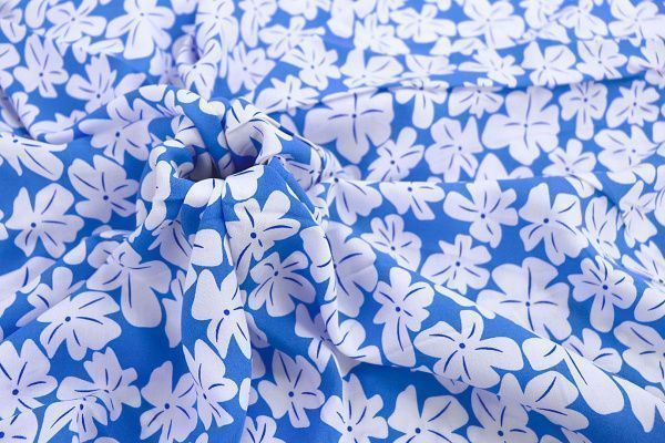 Штапель принт/цветы белые на синем 1382-PY/D#15/C#4