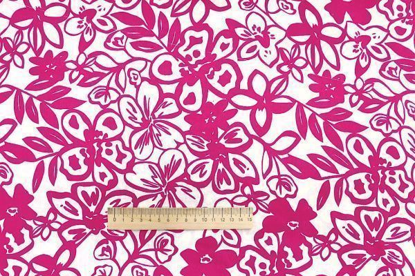 Штапель принт/цветы малиновые на белом 1374-PY/D#29/C#5