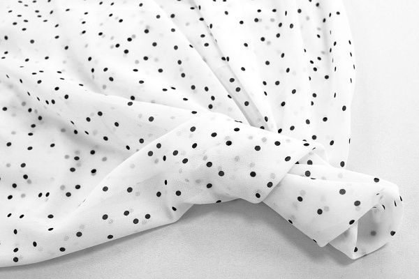 Шифон принт/горох черный на белом 4013-PY/D#1/C#1