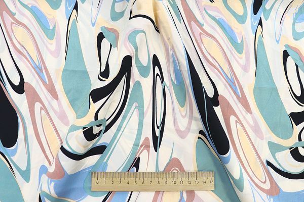 Сатин "Армани" принт/бирюзово-розовый на белом 3615-PY/D#4/C#3