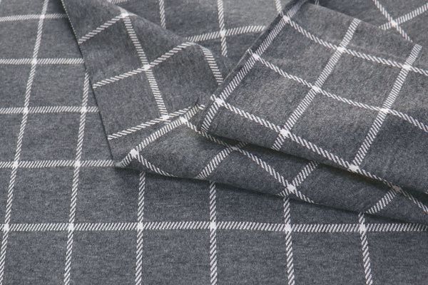 Трикотаж жаккард принт/клетка белая на сером 3285-PY/D#1/C#2