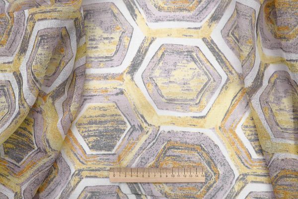 Тюль принт/желто-серый WBC23/C#11A