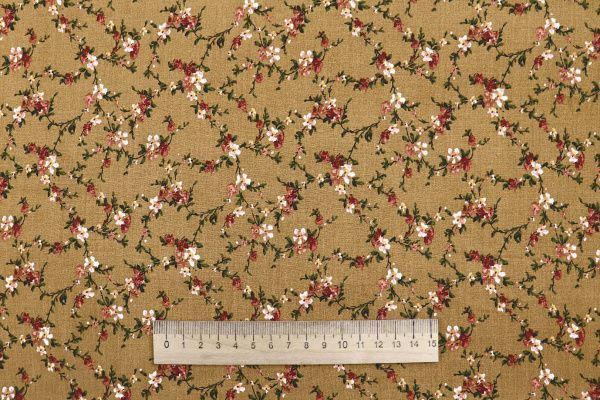 Штапель принт/цветы бело-бордовые на кирпичном 4205-PY/D#6/C#4