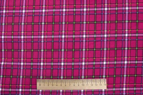 Костюмная ткань принт/клетка малиновая 2581-PY/D#4/C#2