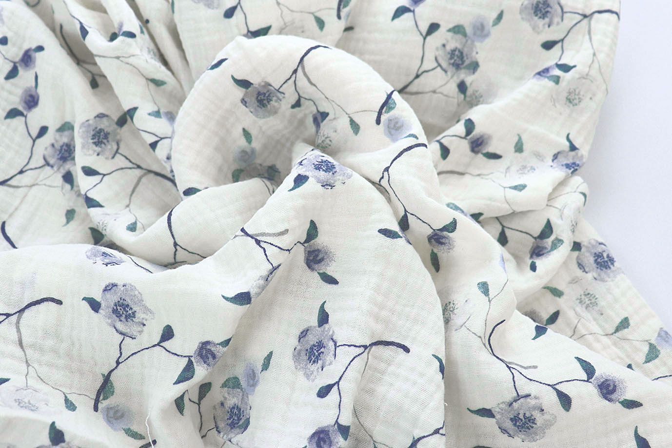 Муслин принт/цветы серо-голубые на молочном 4082-PY/D#6/C#2