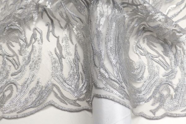 Сетка с вышивкой пайетками/серый 2373-PY/C#3