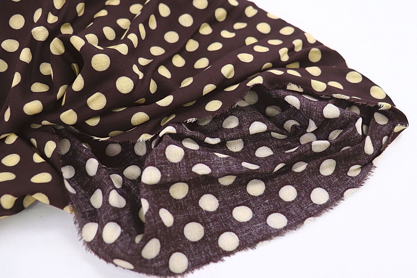 Штапель принт/горох желтый на темно-коричневом 1179/D#2/C#5