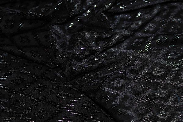 Сетка флок с люрексом/черный SYM-5617M/D#HAE-3B/C#1