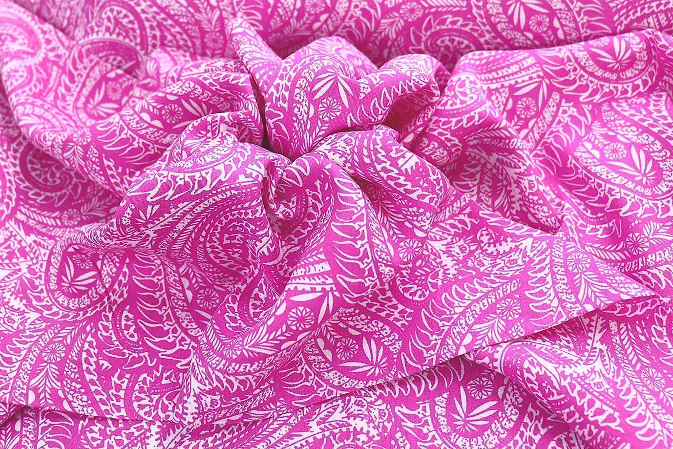 Штапель принт/узор белый на малиновом 1374-PY/D#26/C#8