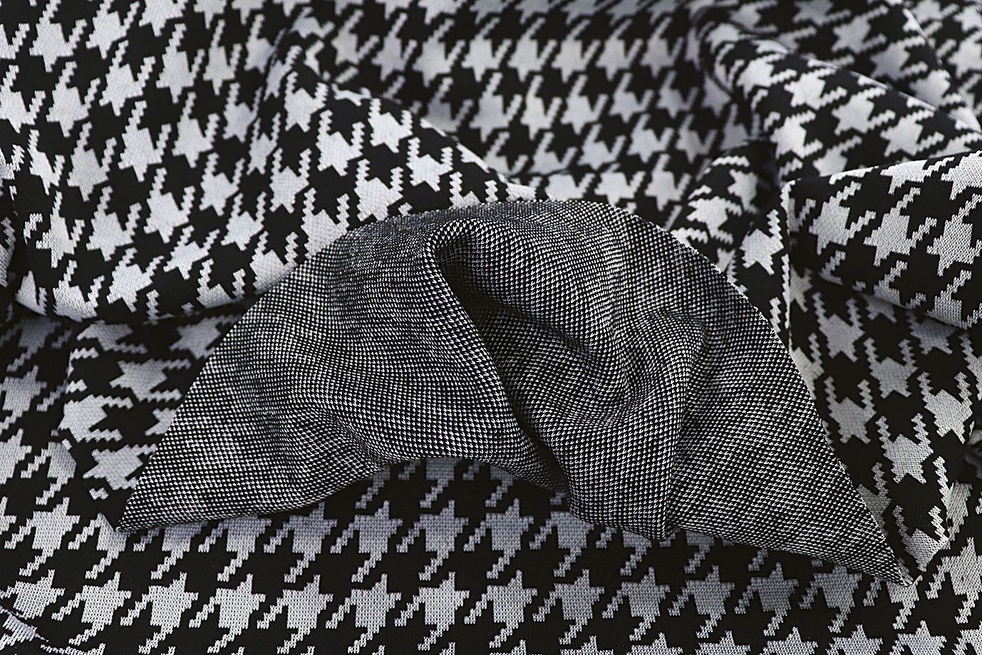 Трикотаж жаккард принт/гусиная лапка черно-белая 1320-PY/D#3/C#1
