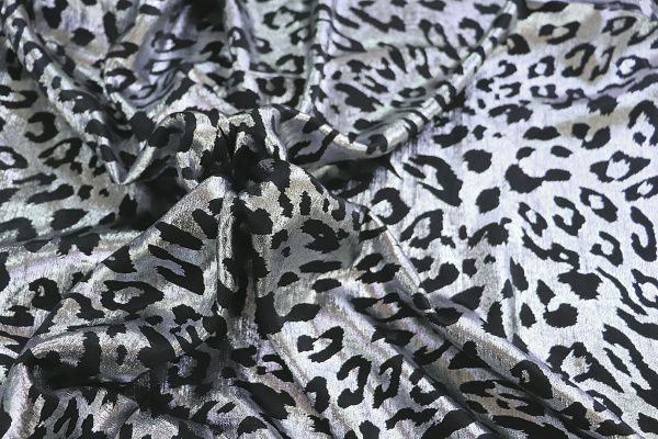 Шелк с блеском принт/леопард черно-серый 3841-PY/C#1