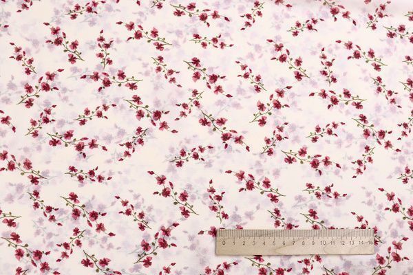 Шифон принт/цветы красные на молочном 4247-PY/D#5/C#3
