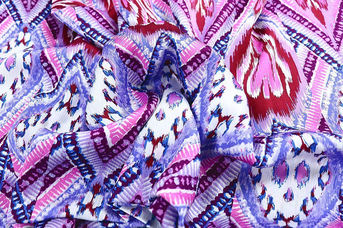 Сатин "София" креш принт/розово-сиреневый 3608-PY/D#2/C#2