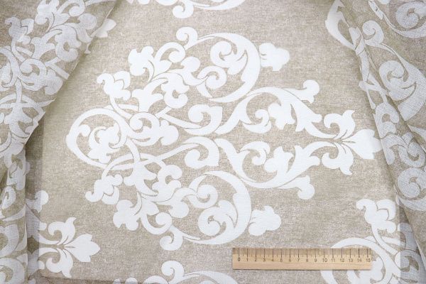 Тюль принт/узор белый на сером WBC23/C#12A